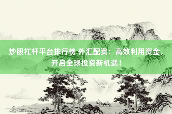 炒股杠桿平臺排行榜 外匯配資：高效利用資金，開啟全球投資新機遇！