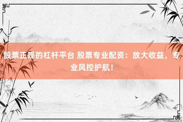 股票正規(guī)的杠桿平臺 股票專業(yè)配資：放大收益，專業(yè)風控護航！